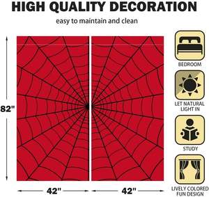 <strong>Superhero</strong> Window <strong>Curtains</strong> Kids Boys Girls Red Spider Web Baby Living Room Bedroom Nursery Toddler Drapes Party Decor 2 Panels - Product Image 4