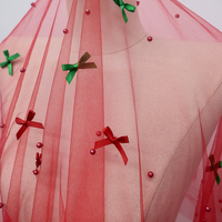 Voile de mariée élégant en tulle perlé fait main avec nœud papillon, idéal pour la décoration de table, banquets et événements festifs