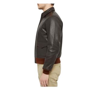 Veste bomber A2 en cuir de vache véritable marron foncé pour homme Icon Gilani, style rétro aviateur, streetwear, hiver, résistante - Product Image 3