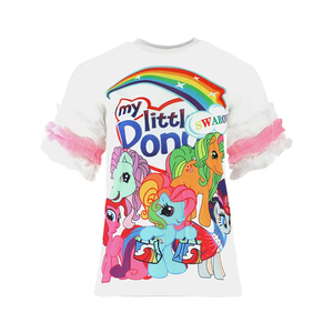 <span class=keywords><strong>Robe</strong></span> Sweatshirt Hiver en Peluche Lapin Arc-en-ciel Pailleté à Manches Courtes pour Filles, avec Poignets Volants, Mignonne, Décontractée et Écoresponsable - Product Image 1