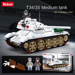DREA Little Luban Série Seconde Guerre mondiale T34/85 Char King Tiger Modèle de construction en plastique à assembler Jouet Bataille de <span class=keywords><strong>Normandie</strong></span> - Product Image 2
