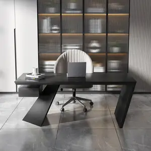 Simple Unique Artificial Stone Black White Color Office Table Office Furniture Boss Desk For Office
