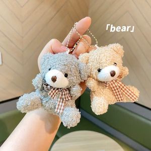<b>Cute</b> Cartoon Mini <b>Bear</b> Short Plush Doll Toy Light Keychain Pendant with Bow Tie Cotton Material Wholesale - Product Image 5