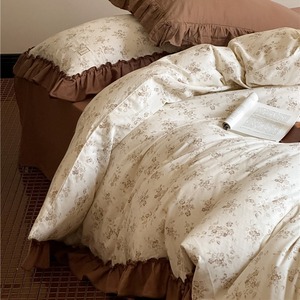 Floral Print Cotton Four-Piece <b>Bedding</b> <b>Set</b> Double-Layer Yarn Breathable Home Use - Product Image 4