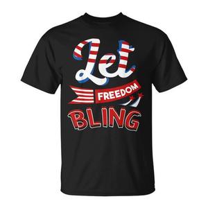 T-shirt Let Freedom Bling con bandiera americana, 4 luglio - Product Image 1