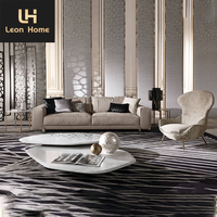 Canapé moderne de luxe en tissu beige avec cadre en acier inoxydable, tissu en velours, canapé pour salon, villa, appartement, siège d'amour