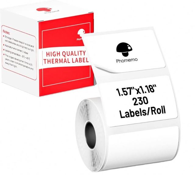 Thermal Labels 40x30mm, 230 Labels/Roll, Compatible with Phomemo M110/M120/M200/M220/M221, for Barcode & Shipping