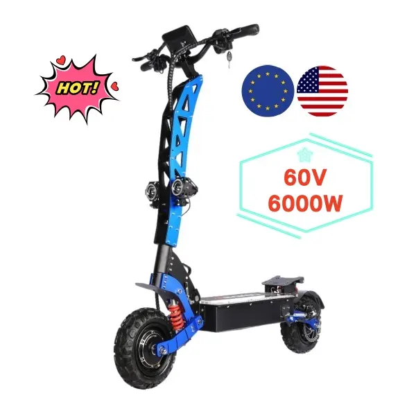 2024 EU USA Lager zweirad 60 v 35 ah schnell 85 km/h klappbarer dual motor leistungsstarker 6000 w elektroroller