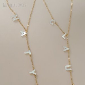 NM53511 Custom Design personalizzato gioielli madreperla <span class=keywords><strong>nome</strong></span> iniziale lettera ciondolo collana placcato oro collana da donna - Product Image 2