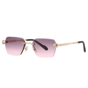 LBASHADES 2519 Gafas de Sol Poligonales sin Marco con Logotipo Personalizado al por Mayor, Lentes Marrones de Lujo, Montura Metálica, Listas para Enviar - Product Image 6