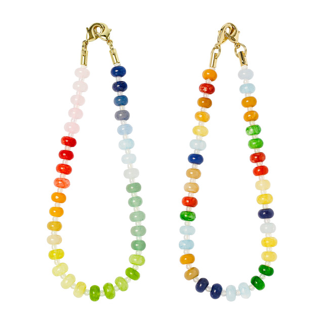 New Natural Stone Cell Phone Chain Charms Bracelet Colorful InS-style Handcrafted Beaded Mobile Phone Lanyard Wrist Strap Rope