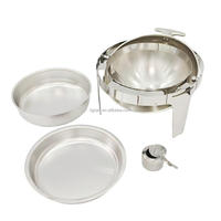 Réchaud de buffet de luxe 6L en acier inoxydable argenté avec grilles réglables et couvercle roulant, pour hôtels, mariages et banquets