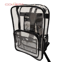Sac à dos Colefa personnalisé avec logo, plusieurs poches, résistant à l'eau, pour étudiants, transparent, en PVC, pour l'école