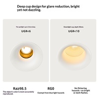 Projecteurs LED anti-éblouissement sans bordure, angle de faisceau 24°, construction métallique, température de couleur multiple, design moderne, encastrables pour villa