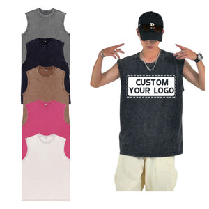 Washed Summer Sleeveless T-shirt Vest Men's Loose Trendy Retro Style Sleeve Outerwear Sports Plus Size T-shirt - Product Image 4