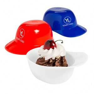 Bol à glace en plastique de 12 oz en forme de casque de baseball avec logo personnalisé, idéal pour les événements sportifs et les jeux - Product Image 1