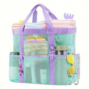 Grand sac de plage anti-sable pour pique-nique, sac de plage en filet avec poches - Product Image 4