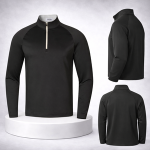 Pull de golf oversize à séchage rapide avec fermeture éclair 1/4 et logo brodé, vêtement personnalisé noir, sweat-shirt à fermeture éclair 1/4, conçu par les fabricants - Product Image 1