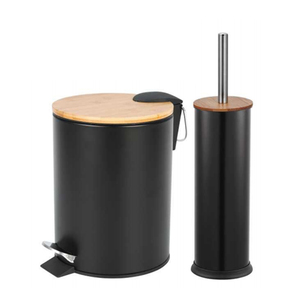 Office Garbage <strong>Bin</strong> <strong>Fire</strong> Resistant Waste <strong>Bin</strong> with Toilet Brush Commercial Stainless Steel Painted Metal Foot Pedal Lid All-season - Product Image 1
