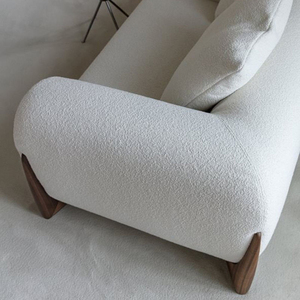 Canapé en tissu moderne et simple de style nordique, couleur crème, canapé droit pour salon, petit appartement, canapé en laine d'agneau - Product Image 5