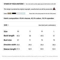 Veste de yoga pour femme, col montant, coupe-vent, polaire, fermeture éclair, vêtements de yoga