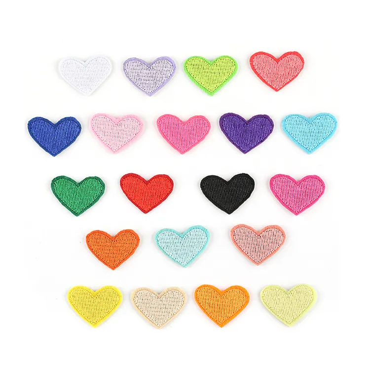 cute small size colored iorn on embroidery mini heart patches for children clothing