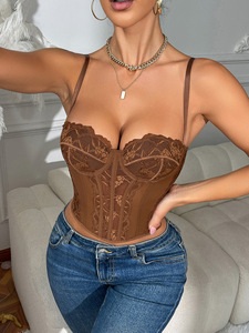 Áo corset ren nữ thời trang, kiểu overbust, kiểu camisole dây spaghetti, không lưng, kiểu halter, áo vest định hình body, áo bustier, áo tank top - Product Image 5