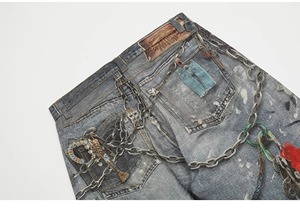 High Street's Distinctive Loose Straight <span class=keywords><strong>Jeans</strong></span> para hombres Vintage Real Shot Cutting Impresión digital Dark Denim Spring <span class=keywords><strong>Jeans</strong></span> Pantalones - Product Image 4