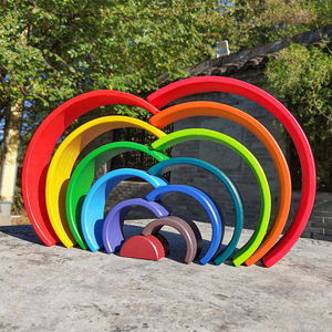 Set di 12 Grandi Blocchi di Legno Arcobaleno Personalizzati <span class=keywords><strong>XL</strong></span>, <span class=keywords><strong>Puzzle</strong></span> a Incastro Waldorf, Giocattoli Montessori per la Scuola dell'Infanzia - Product Image 2