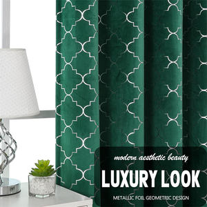 Tende di natale in velluto <span class=keywords><strong>verde</strong></span> camera oscurante luce del <span class=keywords><strong>sole</strong></span> tende bloccanti modello marocchino stampa metallica tende oscuranti - Product Image 5