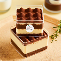 Boîte à pâtisserie transparente recyclable en PS de haute qualité, conteneur d'emballage durable pour gâteau tiramisu, dessert imprimé UV, sucré
