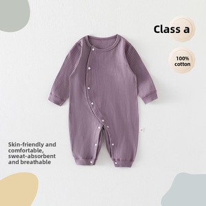 Tutina per Neonati in Puro Cotone, Senza Cuciture, a Maniche Lunghe, per Bambini e Bambine, Colore Unito, per Passeggiate e Gattonamento, OEM ODM - Product Image 3