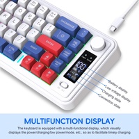 Keyboard Gaming Nirkabel 68-Key 3-Mode RGB LED Backlit Karet USB Type-C Ergonomis Kompak Membran untuk PC