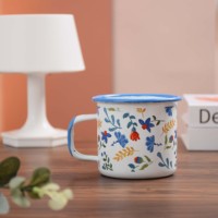 Mug de camping réutilisable et portable en émail, avec logo personnalisé imprimé par sublimation, motif dessin animé, écologique, avec poignée, grand format, pour la rentrée scolaire
