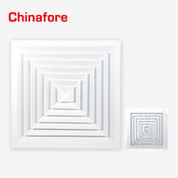 Diffuseur de plafond 4 voies avec registre et noyau amovible - Aluminium RAL 9016/9010 pour systèmes de ventilation et de climatisation