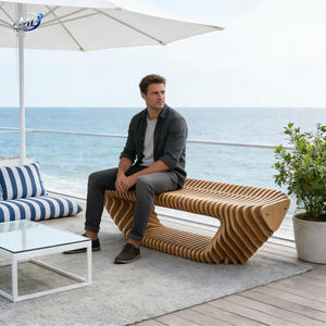 Banco de Patio Nórdico de Madera Maciza Moderna, Personalizado y Paramétrico, Silla de Descanso para Exteriores para Varias Personas - Product Image 2