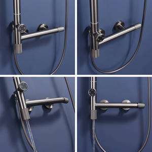 Ensemble <span class=keywords><strong>de</strong></span> <span class=keywords><strong>douche</strong></span> moderne gris anthracite avec pommeau pluie, douchette à commande par cadran, et ensemble <span class=keywords><strong>de</strong></span> robinetterie <span class=keywords><strong>de</strong></span> <span class=keywords><strong>douche</strong></span> Sun Snowflake - Product Image 5