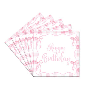 Pink Bow Birthday Party Dinnerware Set Paper Plates Napkins Cups <b>Tablecloth</b> 40-60 Pcs Environment Friendly Birthday Decorations - Product Image 3