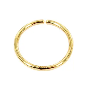 Anillo de oro sólido de 14KT sin costuras, anillo de aro flexible, piercing, joyería