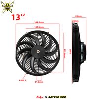 Ventilateur de refroidissement de radiateur 13 pouces haute performance 12V 200W système de ventilateur de moteur de voiture électrique universel avec kit de montage