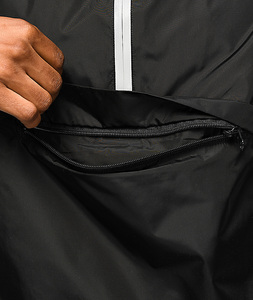 Reflective Tapered <strong>Mens</strong> Quarter Zip <strong>Pullover</strong> Custom <strong>Men</strong> Rain <strong>Jacket</strong> Black Anorak <strong>Jacket</strong> - Product Image 4