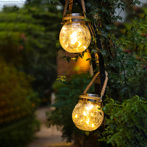 Lampes solaires suspendues en verre craquelé pour extérieur, imperméables, décoration de jardin et d'arbres - Product Image 2