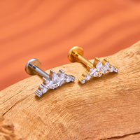 Kaishee ASTM F136 Titane de qualité implantable 16G CZ Labret Helix Tragus Boucles d'oreilles Clou Piercing Corporel Bijoux