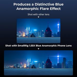 Objectif anamorphique SmallRig 1.55XT pour téléphone, objectif à éclat bleu cinématique pour cage de téléphone à monture T, objectif anamorphique avec clip pour objectif - 3578B - Product Image 4