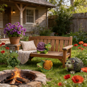 Ensemble de Décoration de Jardin Solaire LED en Résine Mignon - <span class=keywords><strong>Grenouille</strong></span>/Tortue/Escargot/Hérisson Lumières de Pelouse Extérieures - Product Image 4