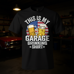 T-shirt « American Flag Garage Drinker Dad » : C'est mon garage pour boire, pour les promotions - Product Image 3