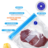 Sacs de mise sous vide réutilisables de qualité alimentaire sans BPA, 3 tailles avec valve d'air et fermeture éclair de sécurité, produit en plastique