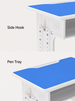 Ensemble bureau et chaise pour enfants avec dossier ventilé et siège ergonomique, hauteur réglable, design bleu clair pour enfants