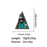 Broche en alliage en forme de personnage de dessin animé triangulaire, écusson décoratif pour vêtements, sacs à dos, sacs, accessoire cadeau