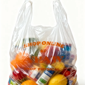 Sacs en plastique transparents Hualong - Sacs d'emballage à main pour les courses au supermarché (Logo Happy Shopping) - Product Image 1